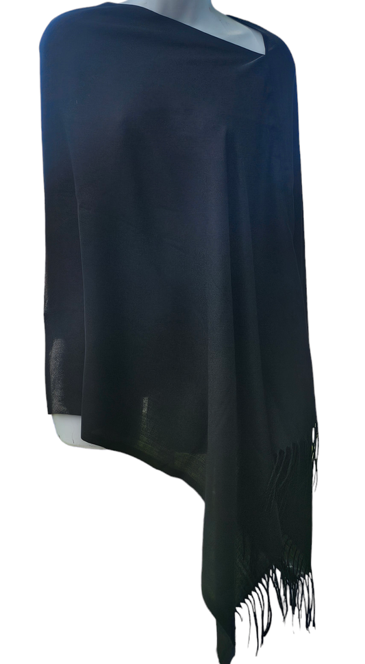Jacquard Knit Poncho Scarf, handmade woven one size poncho scarf, view 2