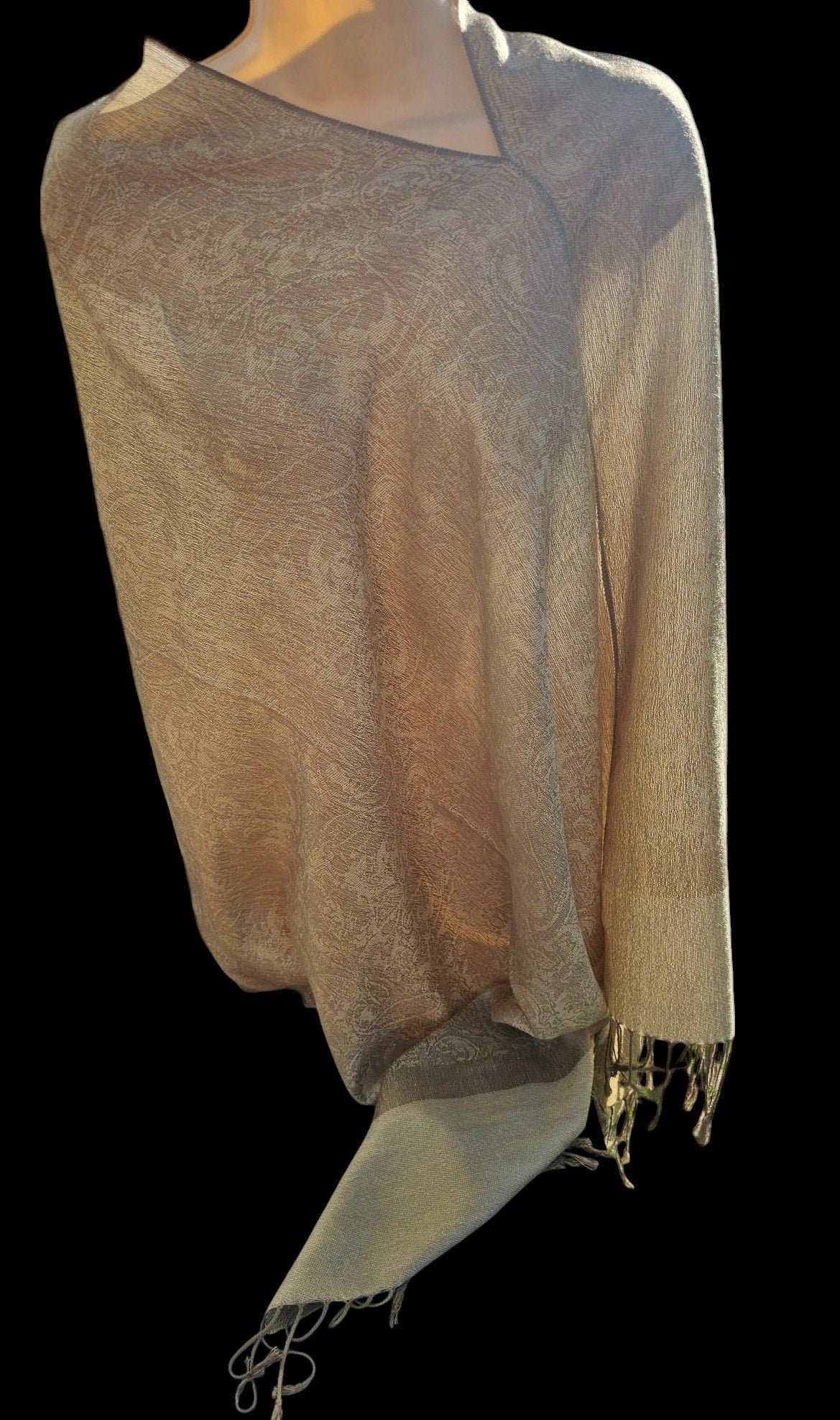 Jacquard Knit Poncho Scarf, handmade woven one size poncho scarf, view 9