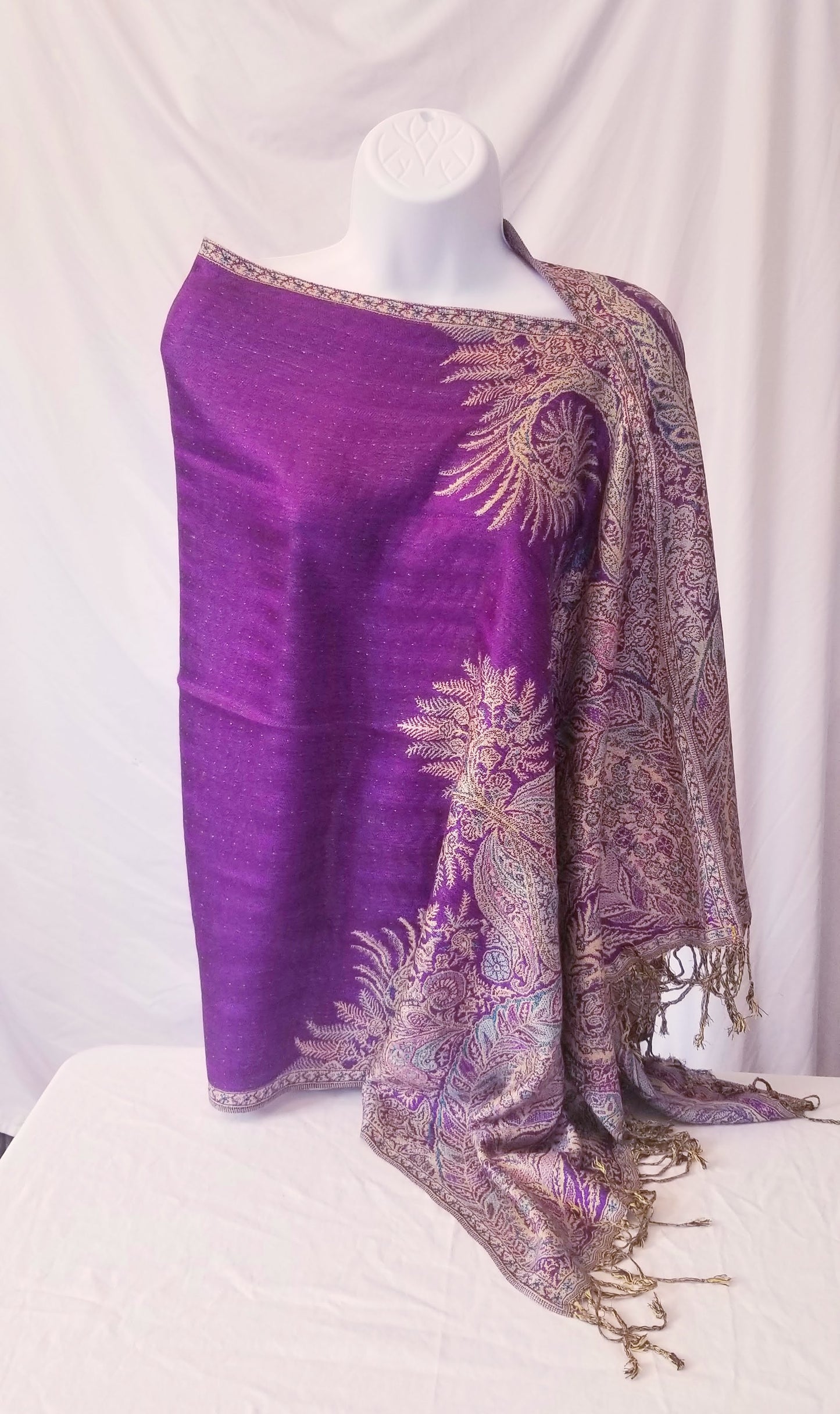 Semi Solid Poncho Scarf, handmade woven one size poncho scarf, view 9