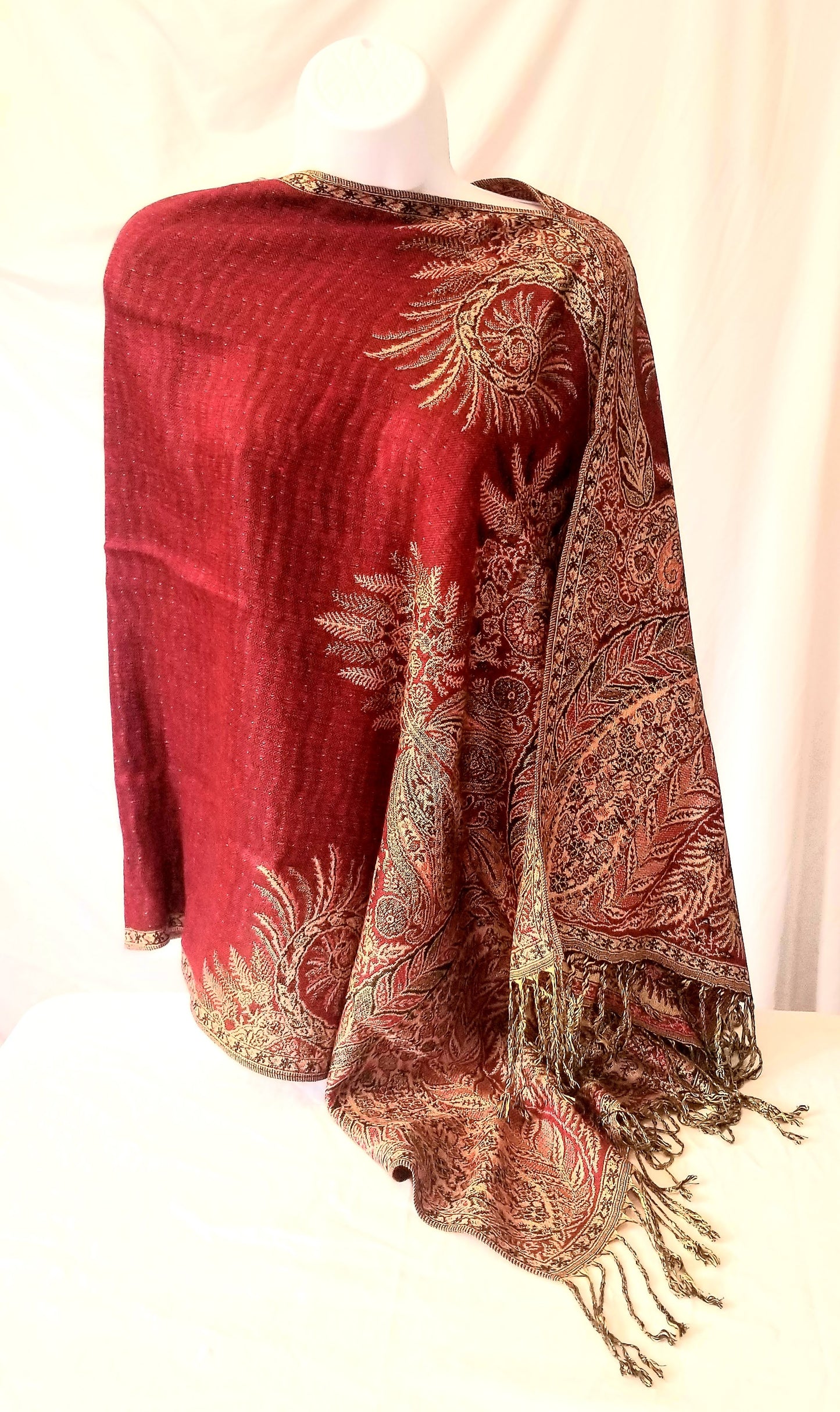 Semi Solid Poncho Scarf, handmade woven one size poncho scarf, view 6