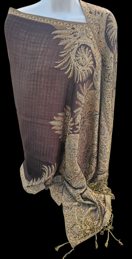 Semi Solid Poncho Scarf, handmade woven one size poncho scarf, view 2