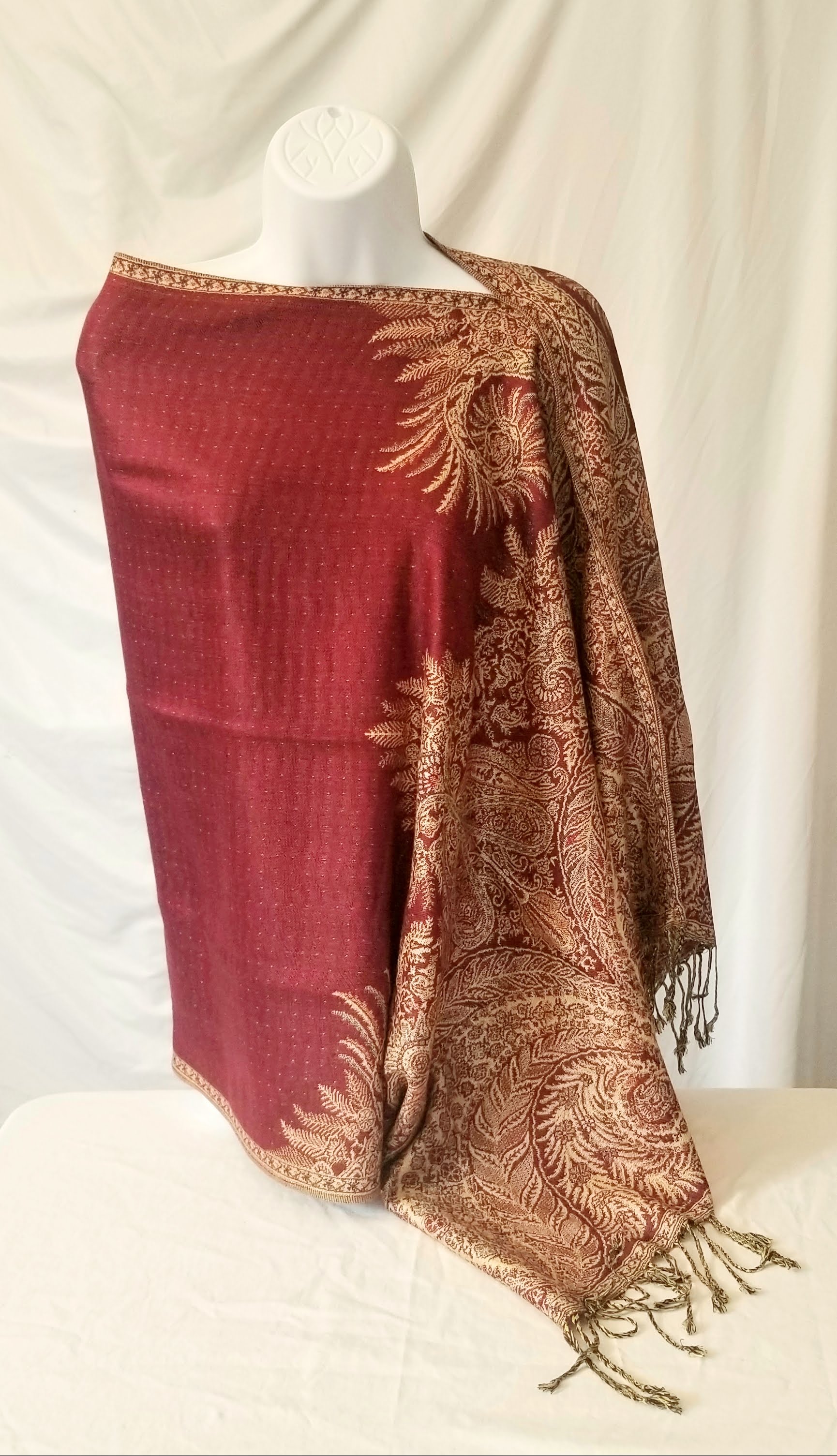 Semi Solid Poncho Scarf, handmade woven one size poncho scarf, view 8