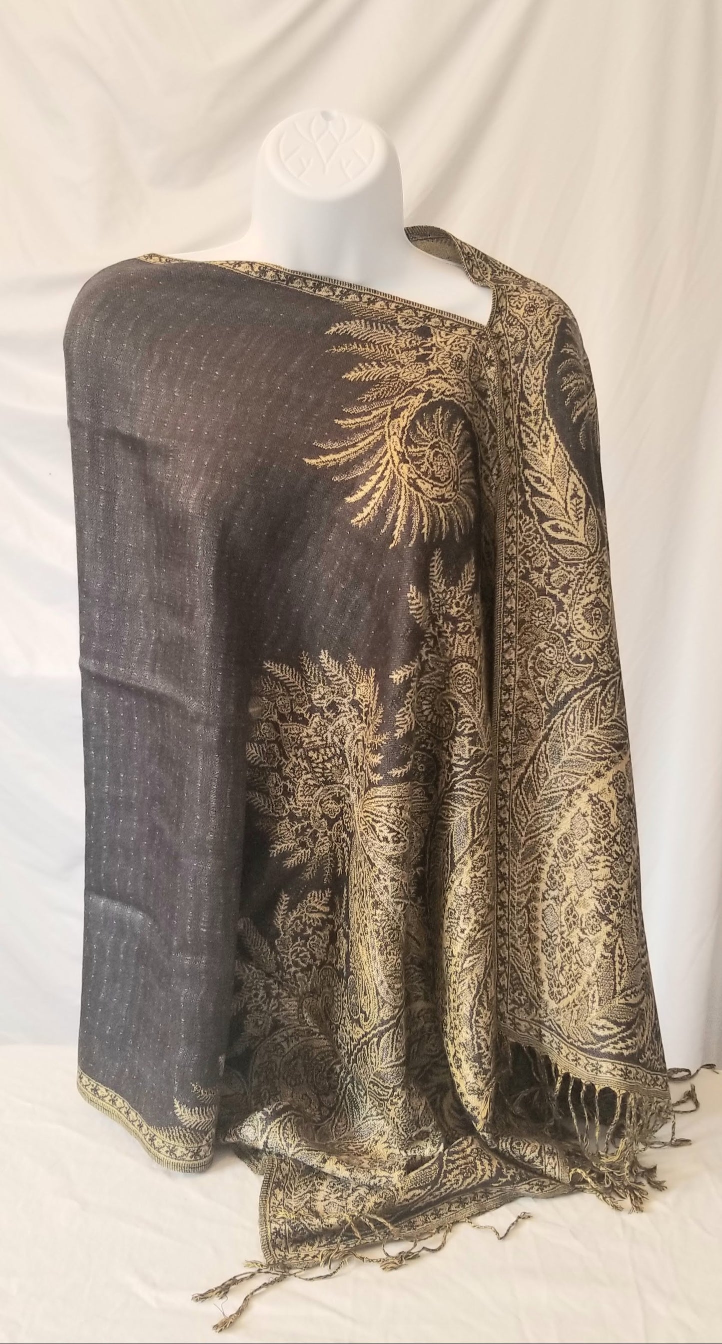 Semi Solid Poncho Scarf, handmade woven one size poncho scarf, view 7