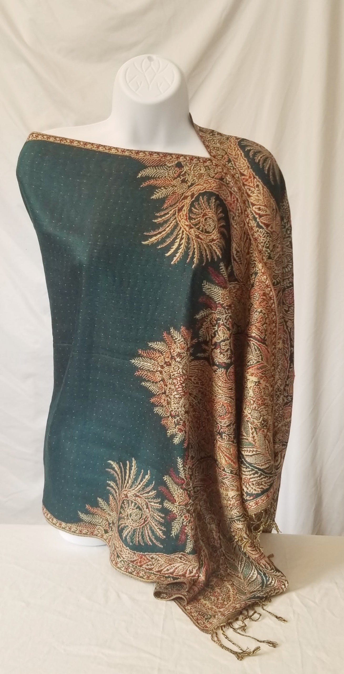 Semi Solid Poncho Scarf, handmade woven one size poncho scarf, view 1