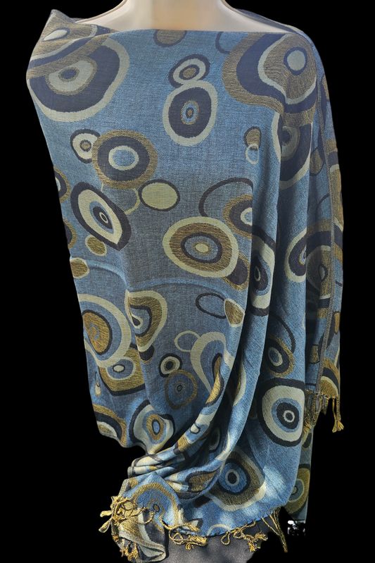 Circle Pattern Poncho Scarf, handmade woven one size poncho scarf, view 2