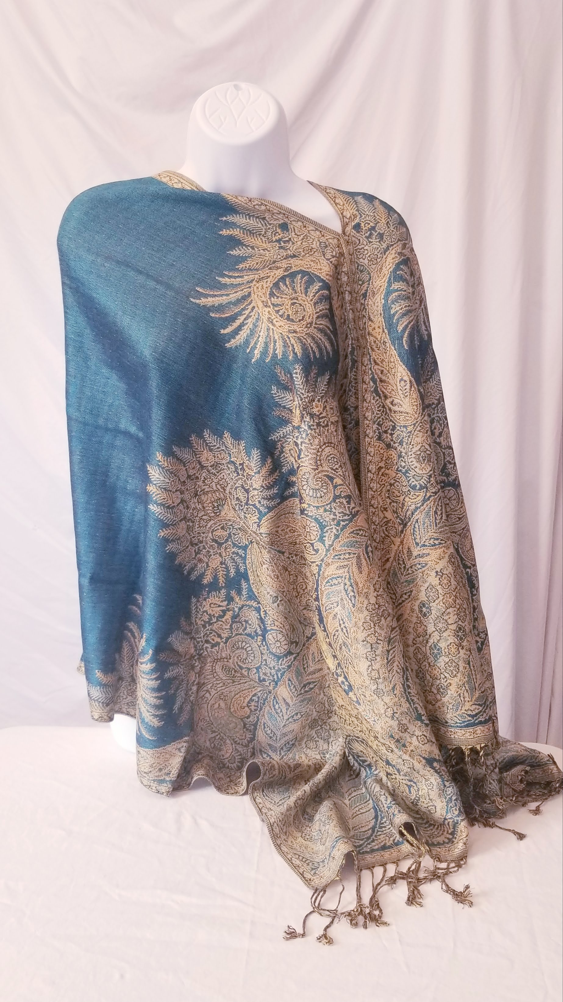 Semi Solid Poncho Scarf, handmade woven one size poncho scarf, view 14