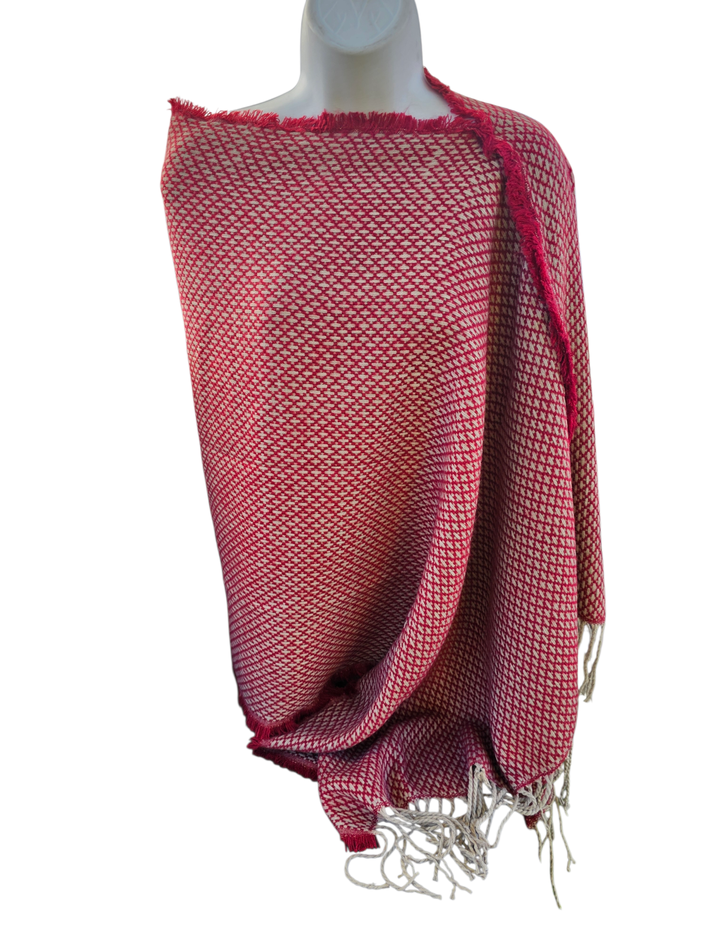 Cozy Fuzzy Poncho Scarf, handmade woven one size poncho scarf, view 6