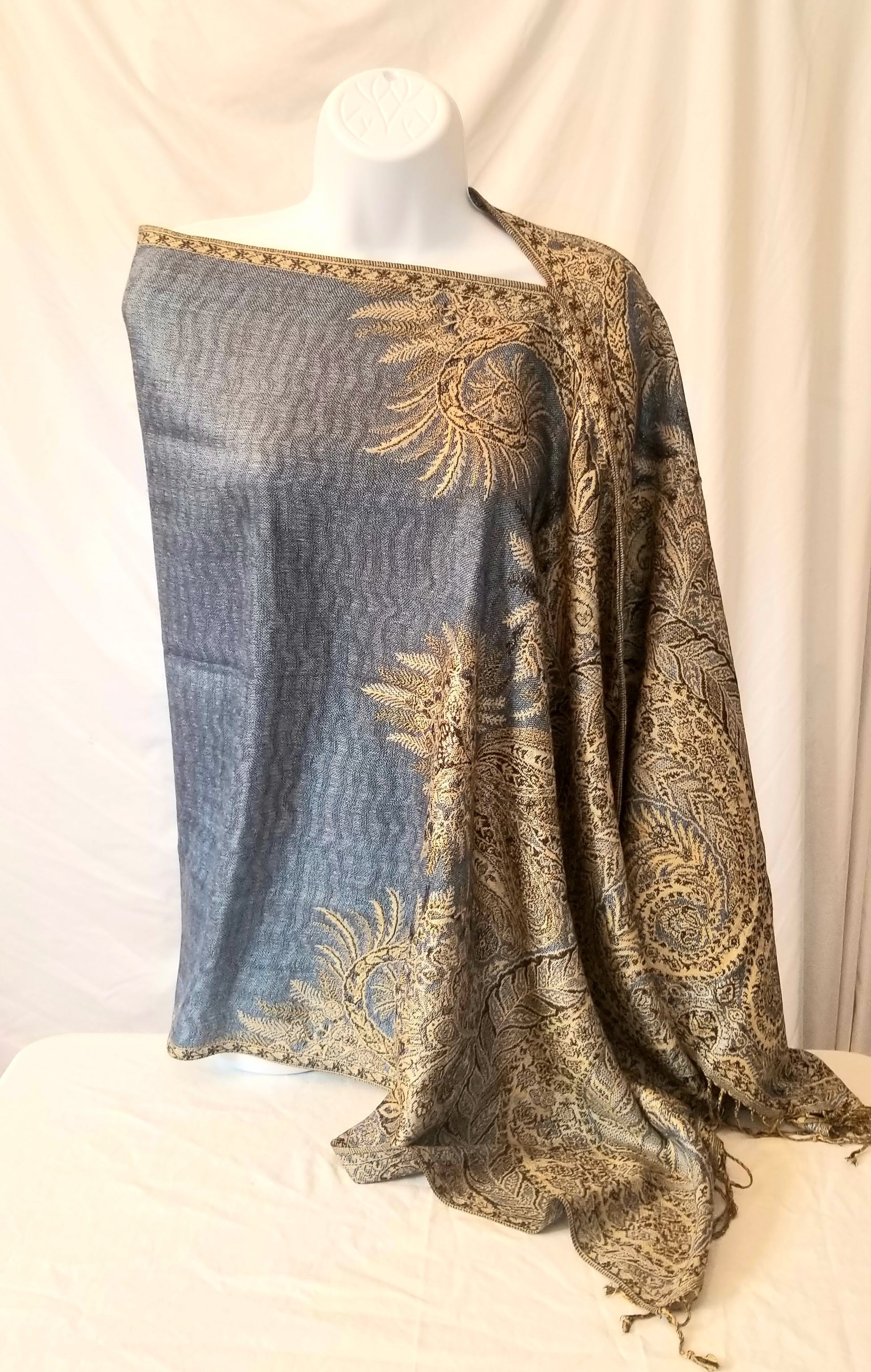 Semi Solid Poncho Scarf, handmade woven one size poncho scarf, view 12