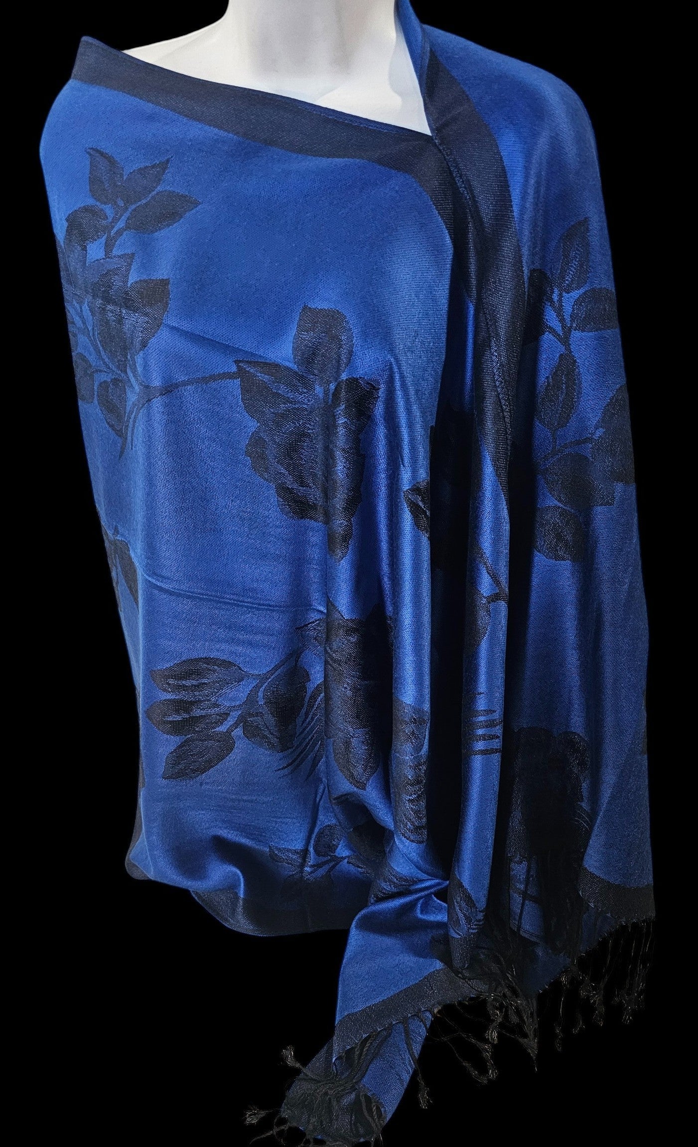 Rose Floral Poncho Scarf, handmade woven one size poncho scarf, view 1