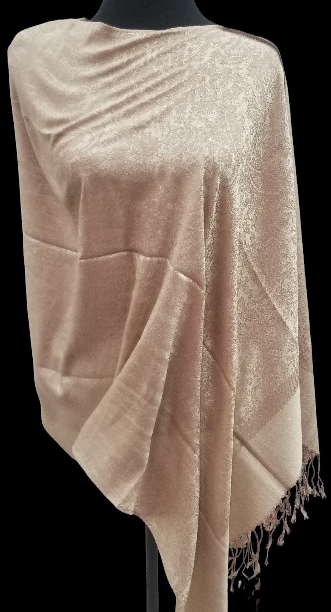 Jacquard Knit Poncho Scarf, handmade woven one size poncho scarf, view 1