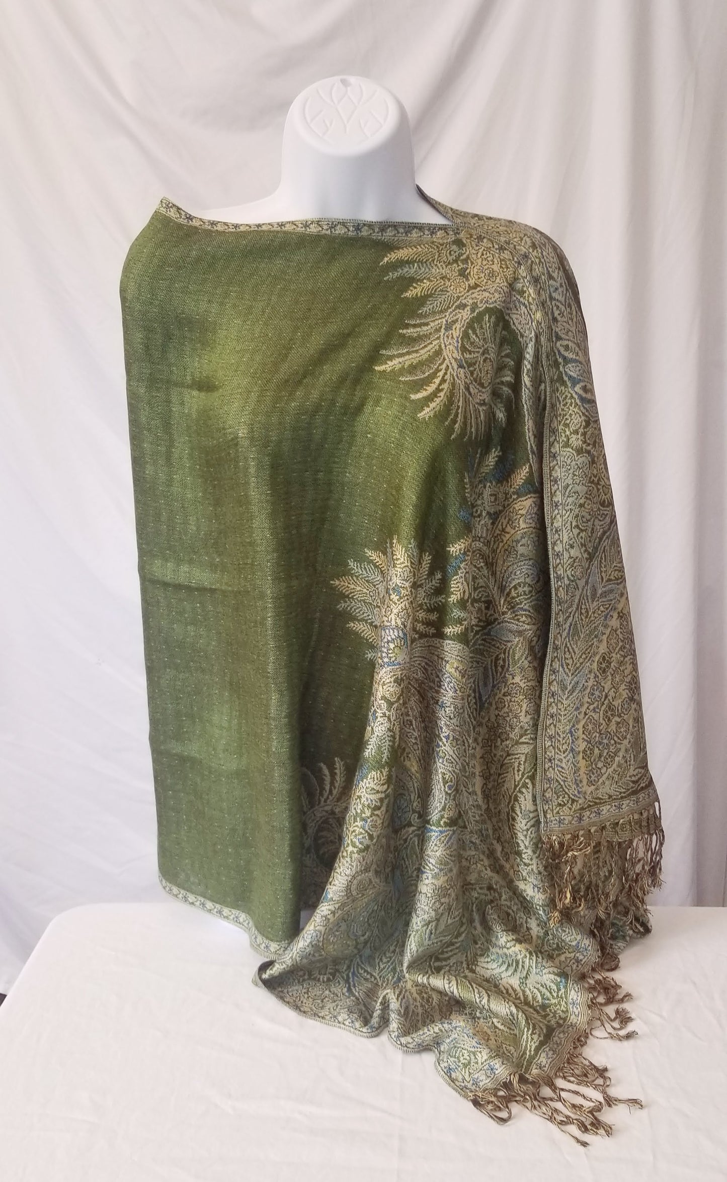 Semi Solid Poncho Scarf, handmade woven one size poncho scarf, view 5