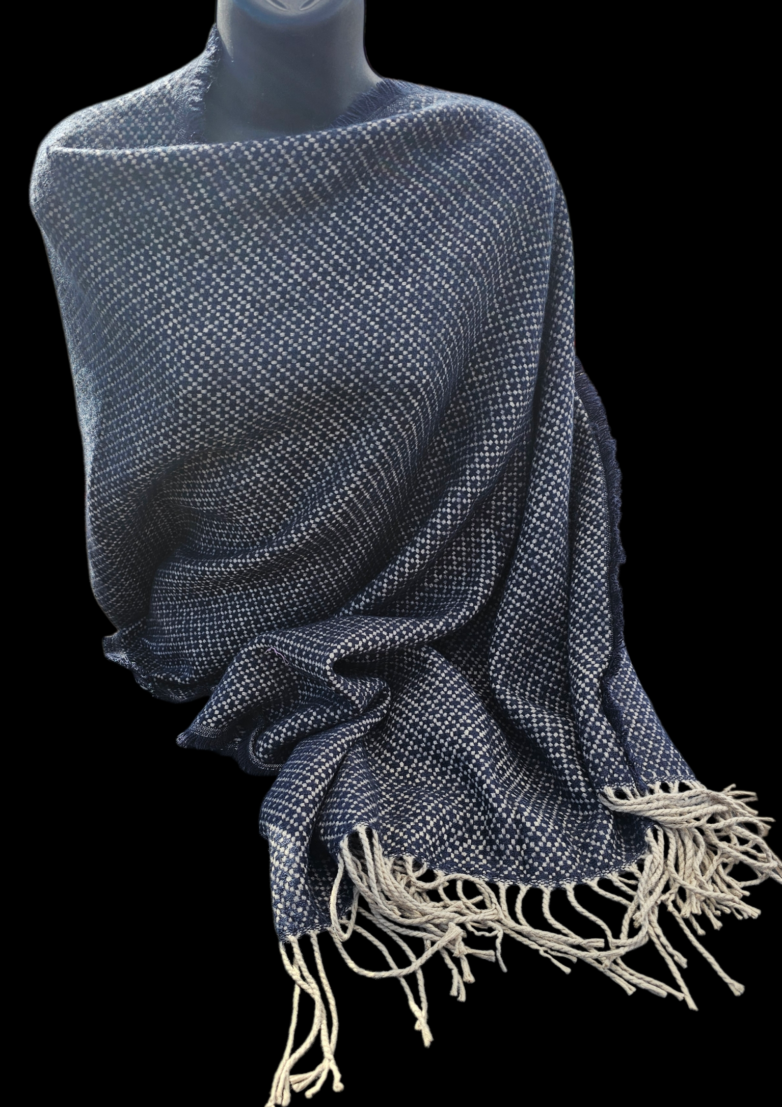 Cozy Fuzzy Poncho Scarf, handmade woven one size poncho scarf, view 4