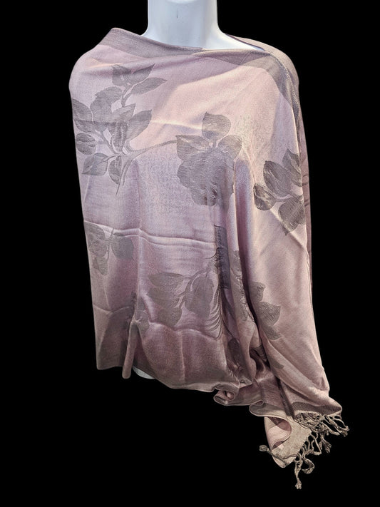 Rose Floral Poncho Scarf, handmade woven one size poncho scarf, view 2