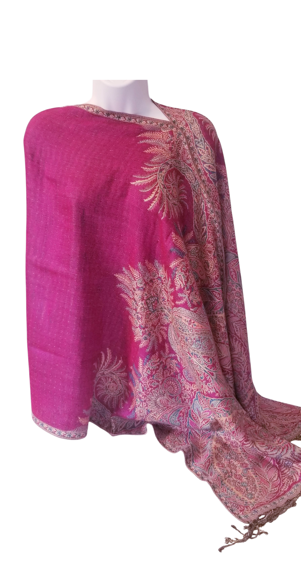 Semi Solid poncho scarf in fuschia, one seam, one size